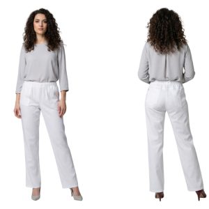 Spodnie letnie lniane CEVLAR regular kolor biały rozmiar 42-58