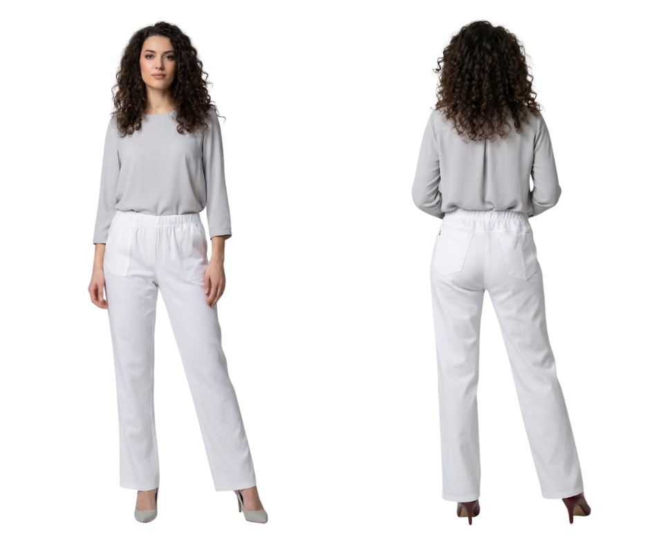 Spodnie letnie lniane CEVLAR regular kolor biały rozmiar 42-58