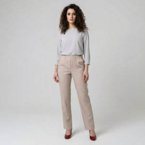 Spodnie letnie lniane CEVLAR regular kolor beżowy rozmiar 42-58