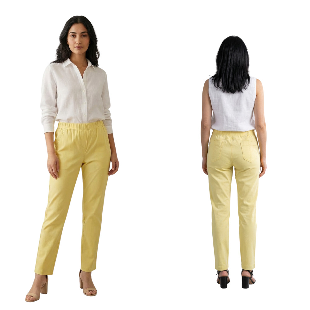 Spodnie CEVLAR prosta nogawka kolor bananowy