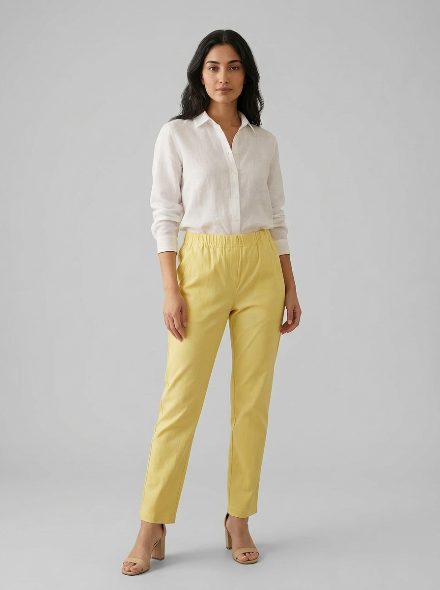 Spodnie CEVLAR prosta nogawka kolor bananowy